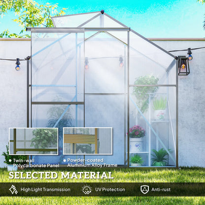 6' X 2.5' Polycarbonate Greenhouse With Sliding Door & Roof Vent, No color found Walk In Greenhouses at Gallery Canada