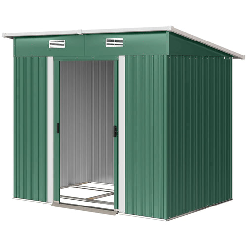 7'x 4' Metal Patio Storage Shed, Garden Tool Utility Unit, Green