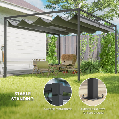 13' x 10' Pergola de Patio, Toit Rétractable, Gris Foncé