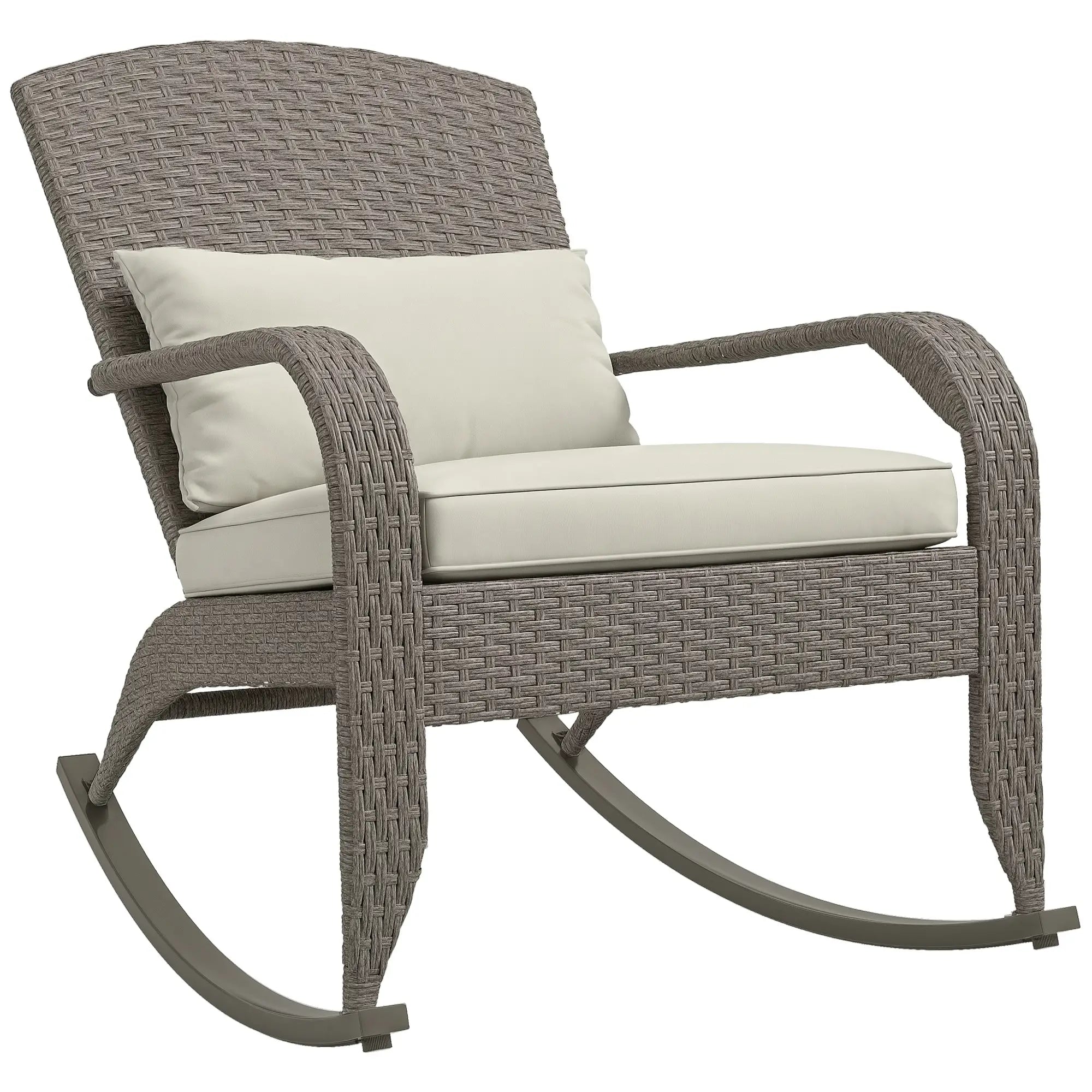 Outdoor Wicker Rocking Chair, High Back, Cream White, Cream White Patio Chairs at Gallery Canada