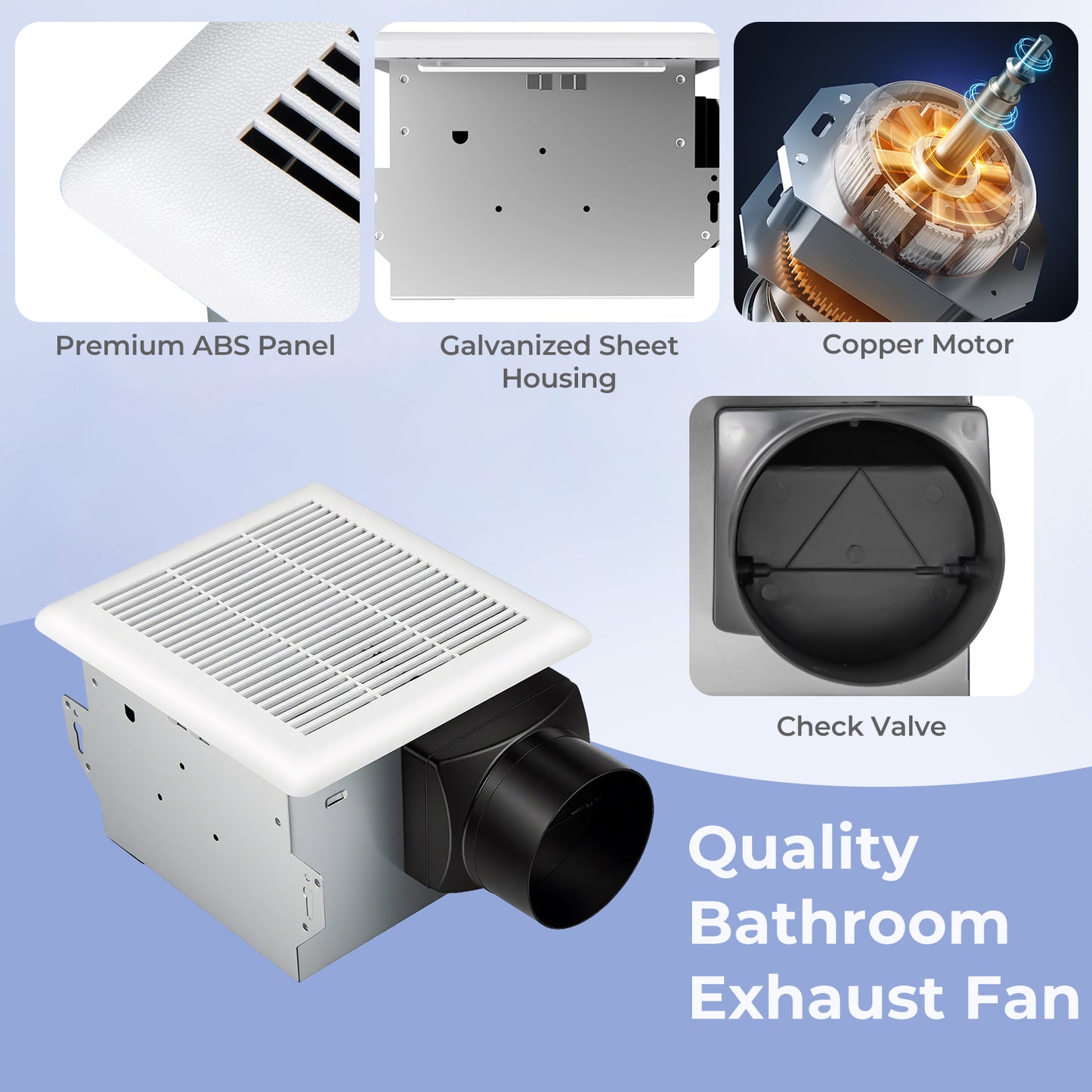 80 CFM Bathroom Exhaust Fan, Metal Housing, 4 Inches Duct, White Ventilation Fans at Gallery Canada