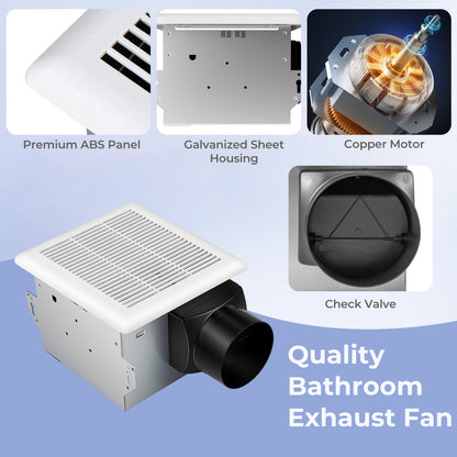 80 CFM Ceiling Mount Bathroom Exhaust Fan with Metal Housing and 4 Inches Duct, White Ventilation Fans at Gallery Canada