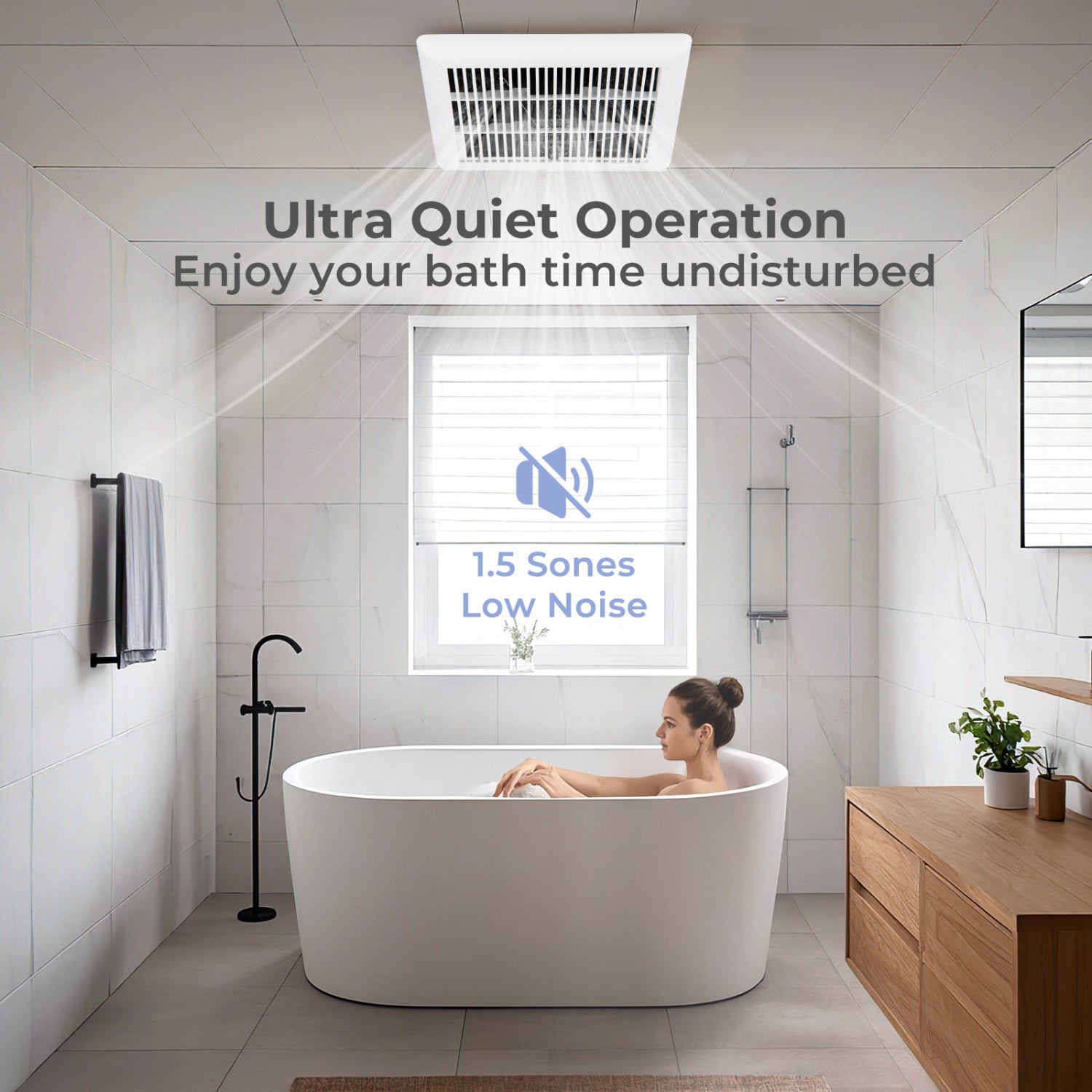 80 CFM Ceiling Mount Bathroom Exhaust Fan with Metal Housing and 4 Inches Duct, White Ventilation Fans at Gallery Canada