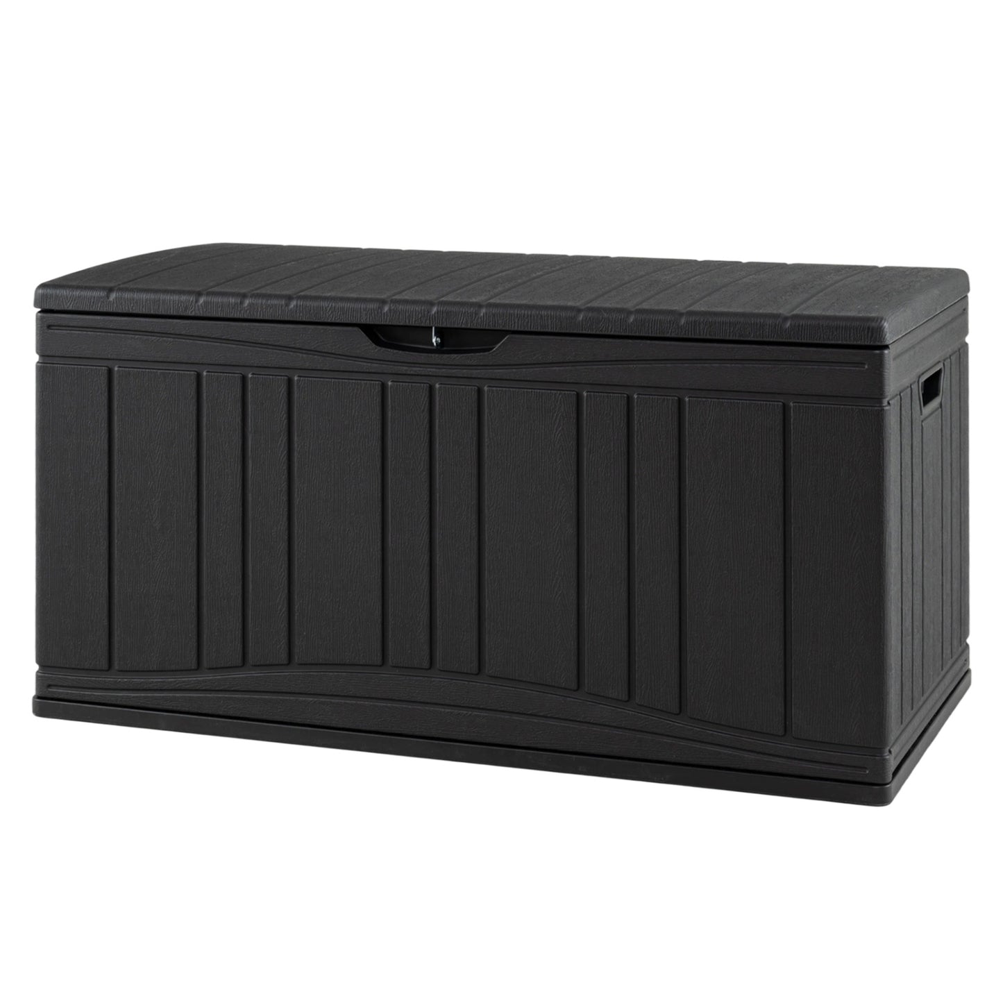 300 L Outdoor Deck Box with Lockable Lid for Garden Tools Cushions, Black