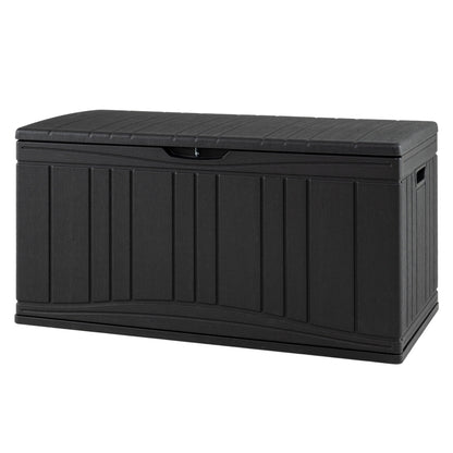 300 L Outdoor Deck Box with Lockable Lid for Garden Tools Cushions, Black
