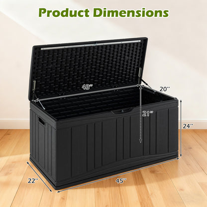 300 L Outdoor Deck Box with Lockable Lid for Garden Tools Cushions, Black