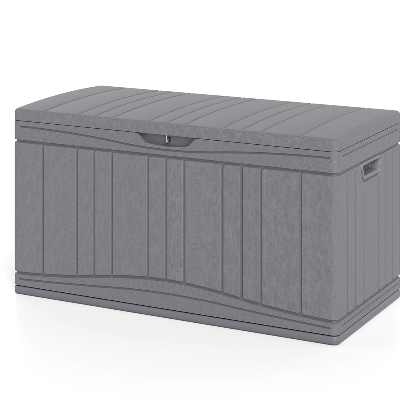 Coffre de terrasse extérieur 300 L, couvercle verrouillable, gris