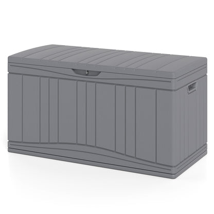 Coffre de terrasse extérieur 300 L, couvercle verrouillable, gris