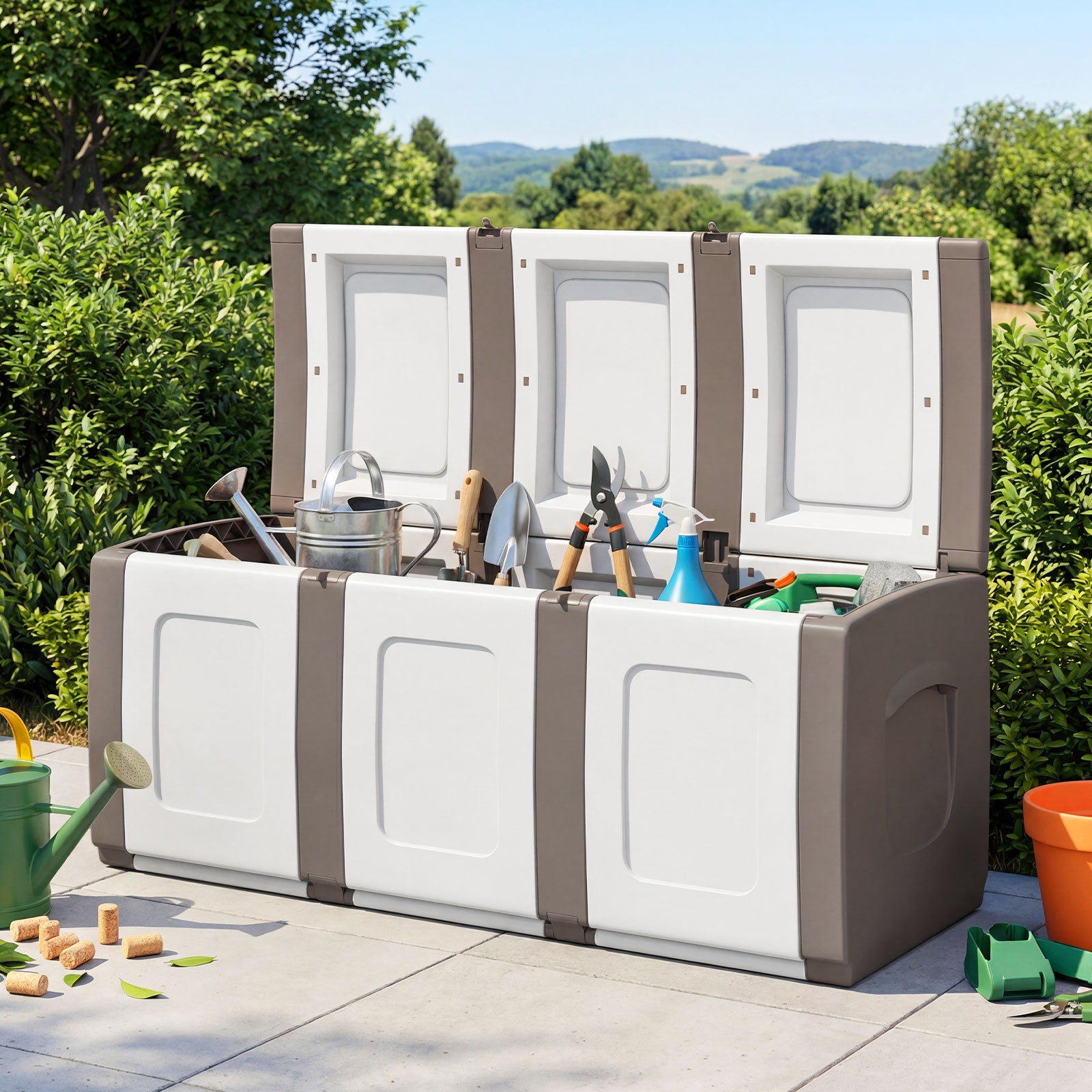 80 Gallon Patio Container With Lockable Lid, Beige Garden Tools at Gallery Canada