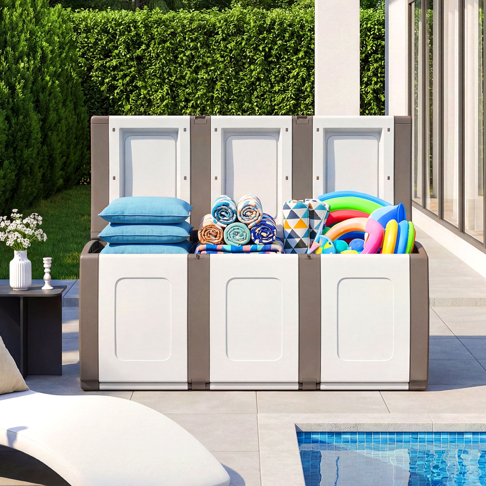 80 Gallon Patio Container With Lockable Lid, Beige Garden Tools at Gallery Canada