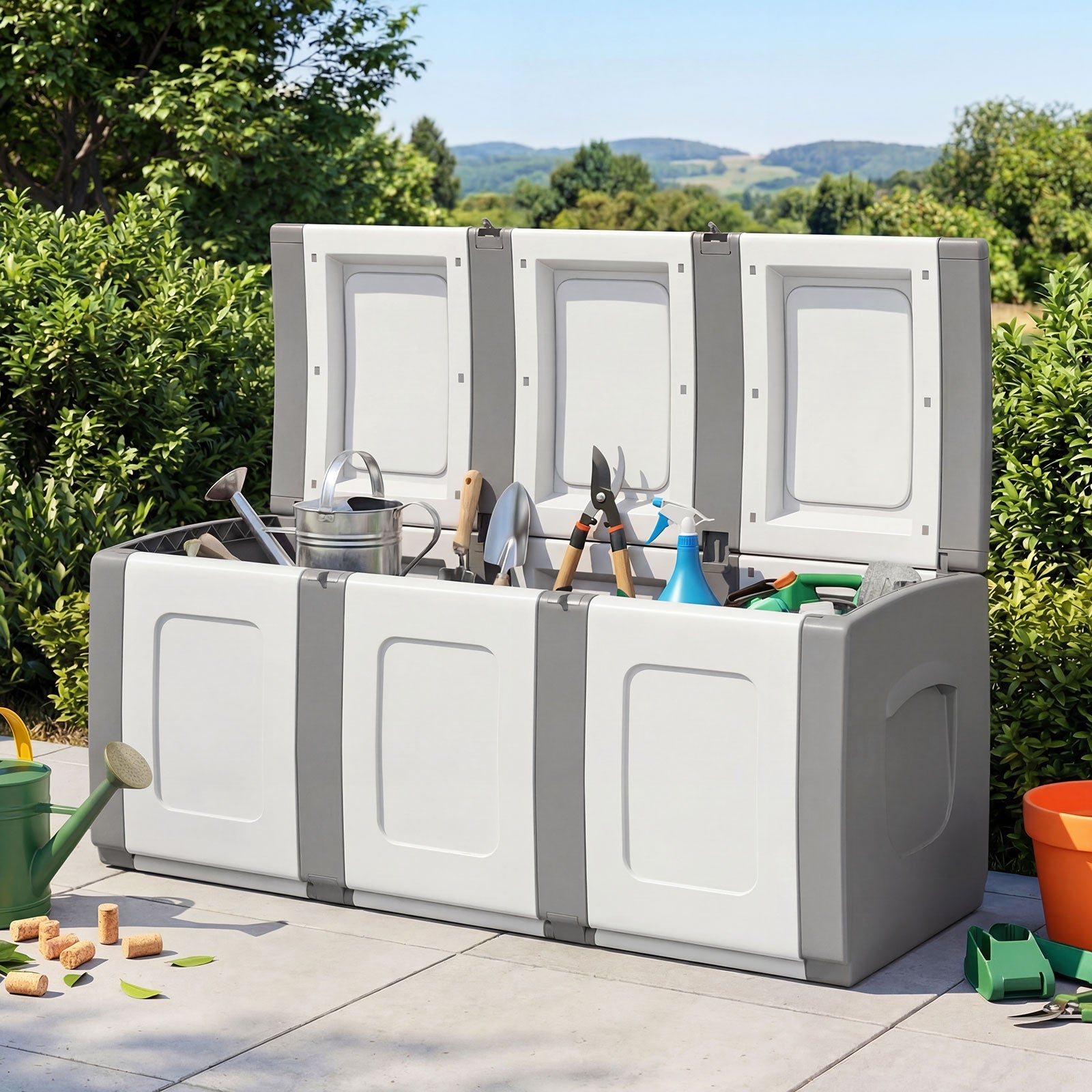 80 Gallon Patio Container, Lockable Lid, Gray Garden Tools at Gallery Canada
