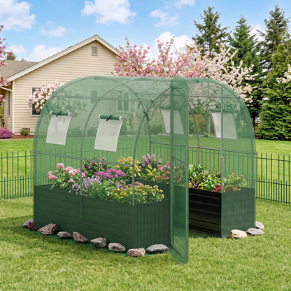 Walk-In Greenhouse With Large Plant Bed, 80 x 79 x 79 In, Green
