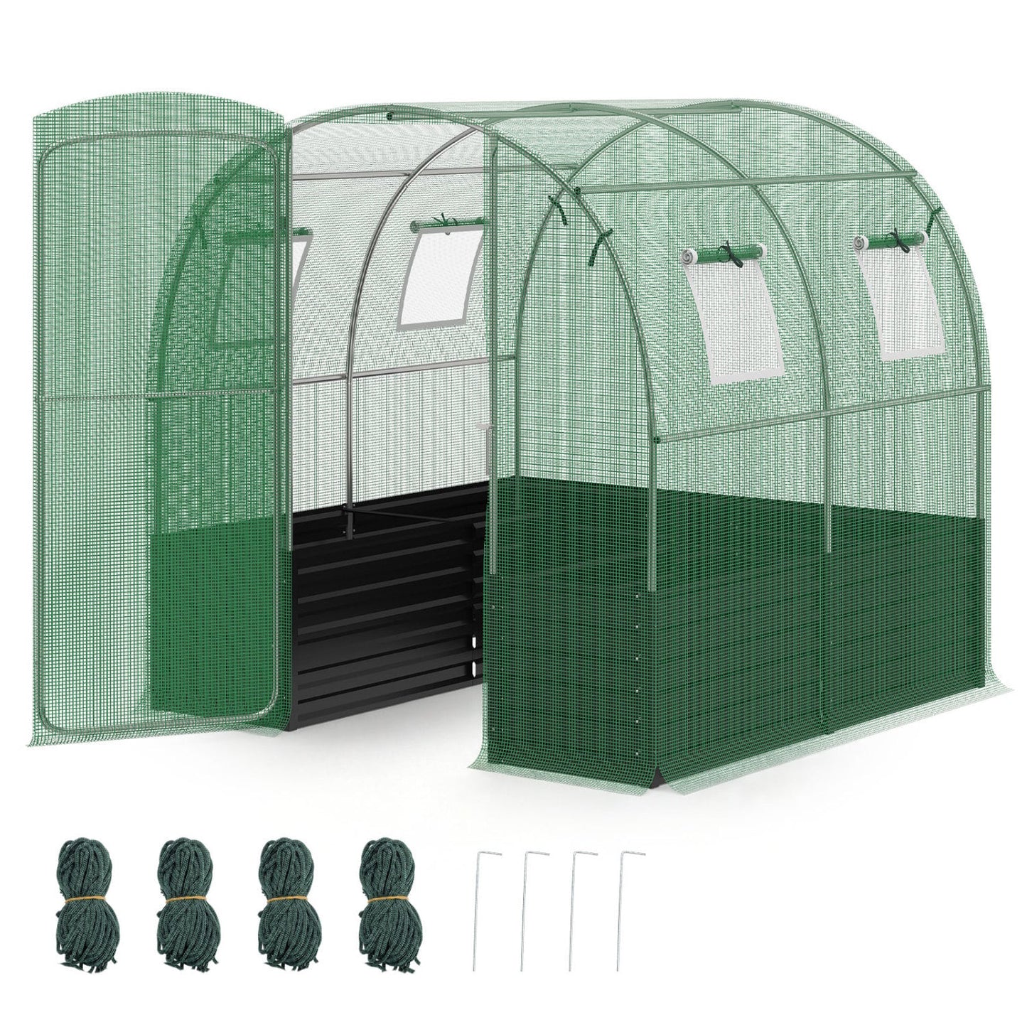 Walk-In Greenhouse With Large Plant Bed, 80 x 79 x 79 In, Green
