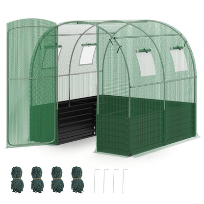 Walk-In Greenhouse With Large Plant Bed, 80 x 79 x 79 In, Green