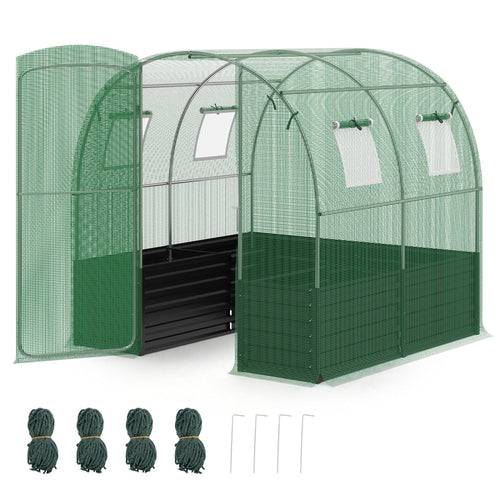Walk-In Greenhouse With Large Plant Bed, 80 x 79 x 79 In, Green