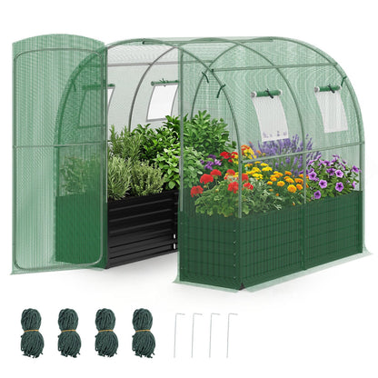 Walk-In Greenhouse With Large Plant Bed, 80 x 79 x 79 In, Green