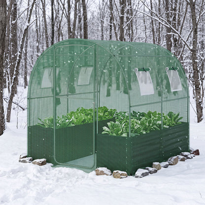 Walk-In Greenhouse With Large Plant Bed, 80 x 79 x 79 In, Green