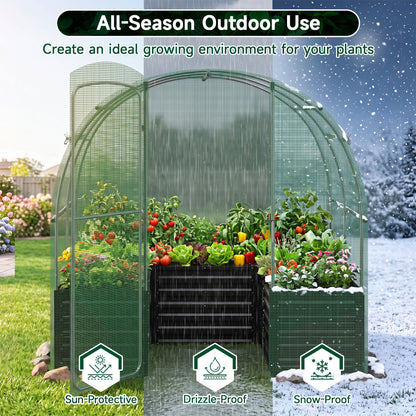 Walk-In Greenhouse With Large Plant Bed, 80 x 79 x 79 In, Green
