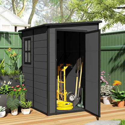 4'x5' Dark Grey Garden Storage Shed, Lockable Tool House, Dark Grey Sheds at Gallery Canada