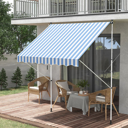 6.6'x5' Manual Retractable Patio Awning, Sun Shade, Water Resistant, Blue Door Awnings at Gallery Canada