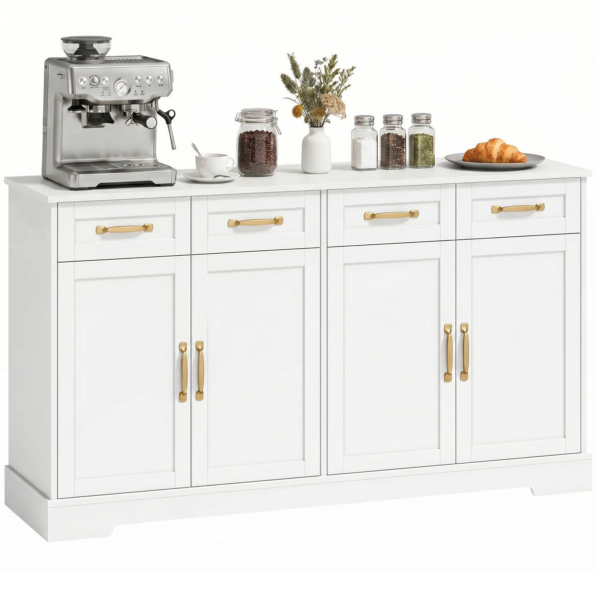 Sideboard Buffet Cabinet, 55" Modern Farmhouse, 4 Drawers, 4 Doors Bar Cabinets at Gallery Canada