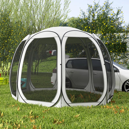 11' x 11.5' Screen Tent, Pop Up Camping Gazebo, Cream White Pop Up Canopies at Gallery Canada