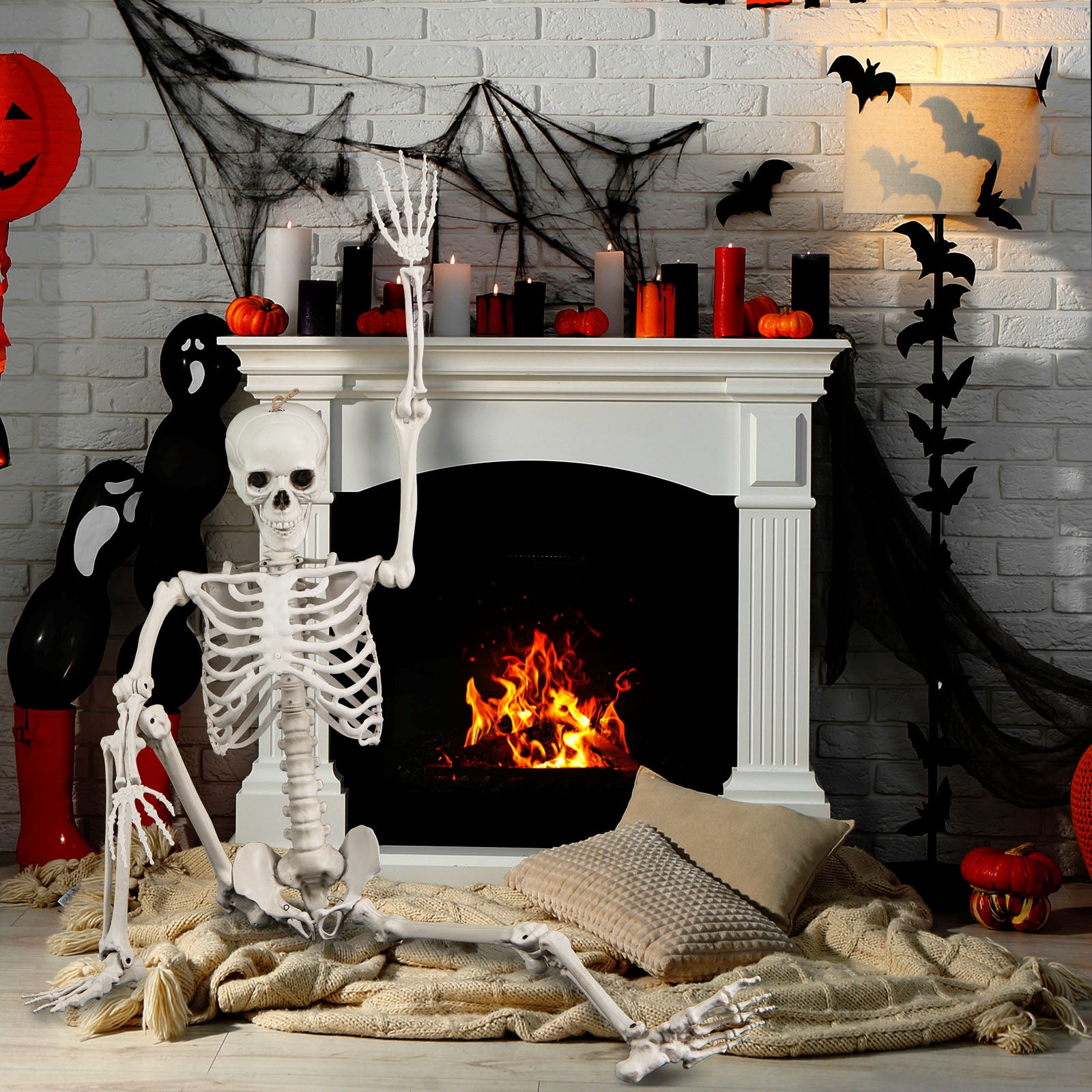5.4 FT Life Size Large Halloween Skeleton Decoration, White Halloween at Gallery Canada