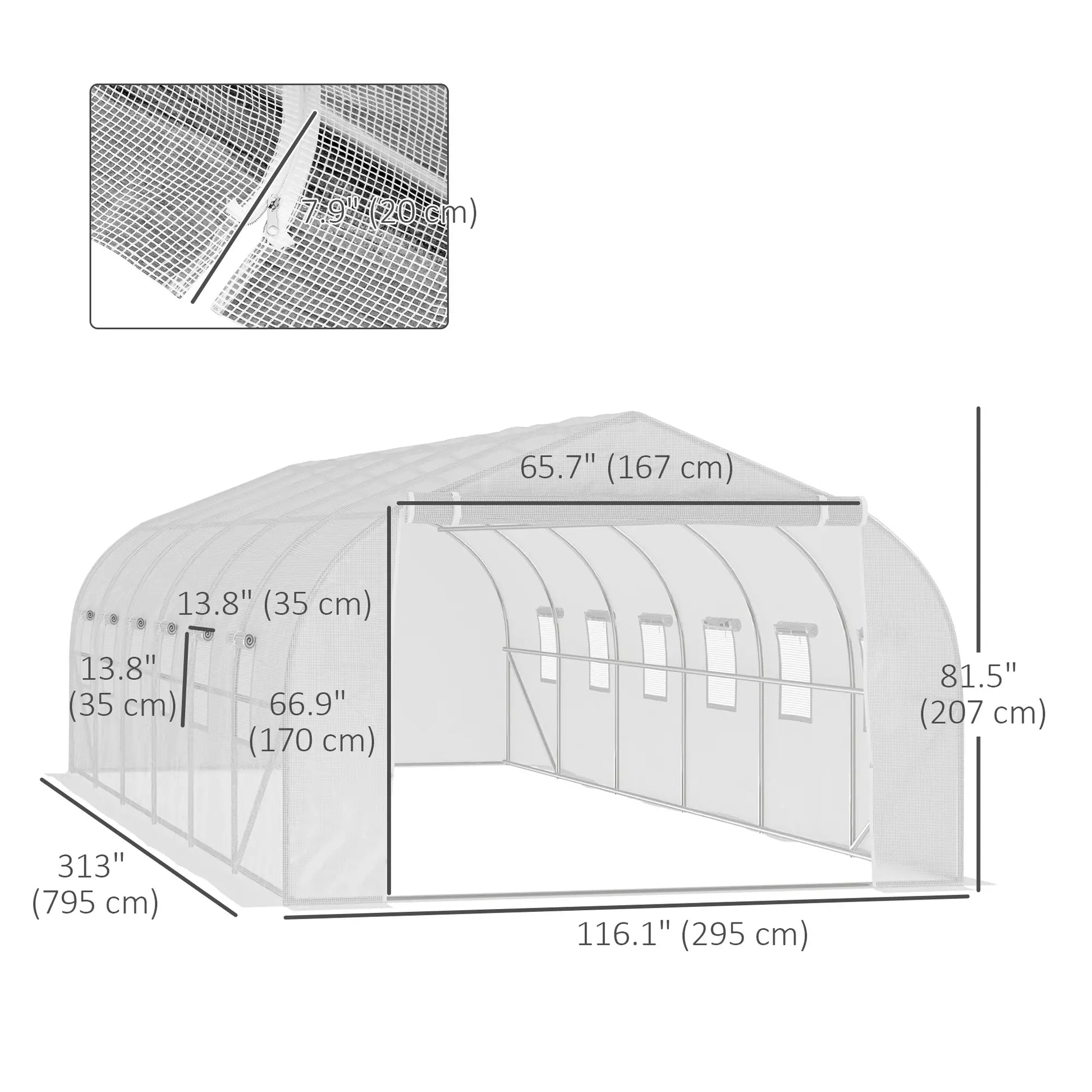 26'L x 10'W x 6.8'H Walk-In Greenhouse, Steel Frame, White Tunnel Greenhouses at Gallery Canada