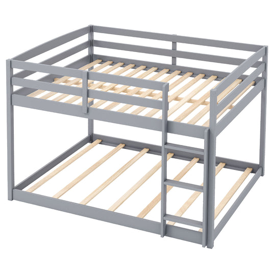 Full Over Full Bunk Bed, Low To Ground, Gray