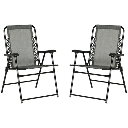 2-Piece Outdoor Folding Chair Set, Portable Camping Chairs with Armrests, Grey Patio Chairs at Gallery Canada