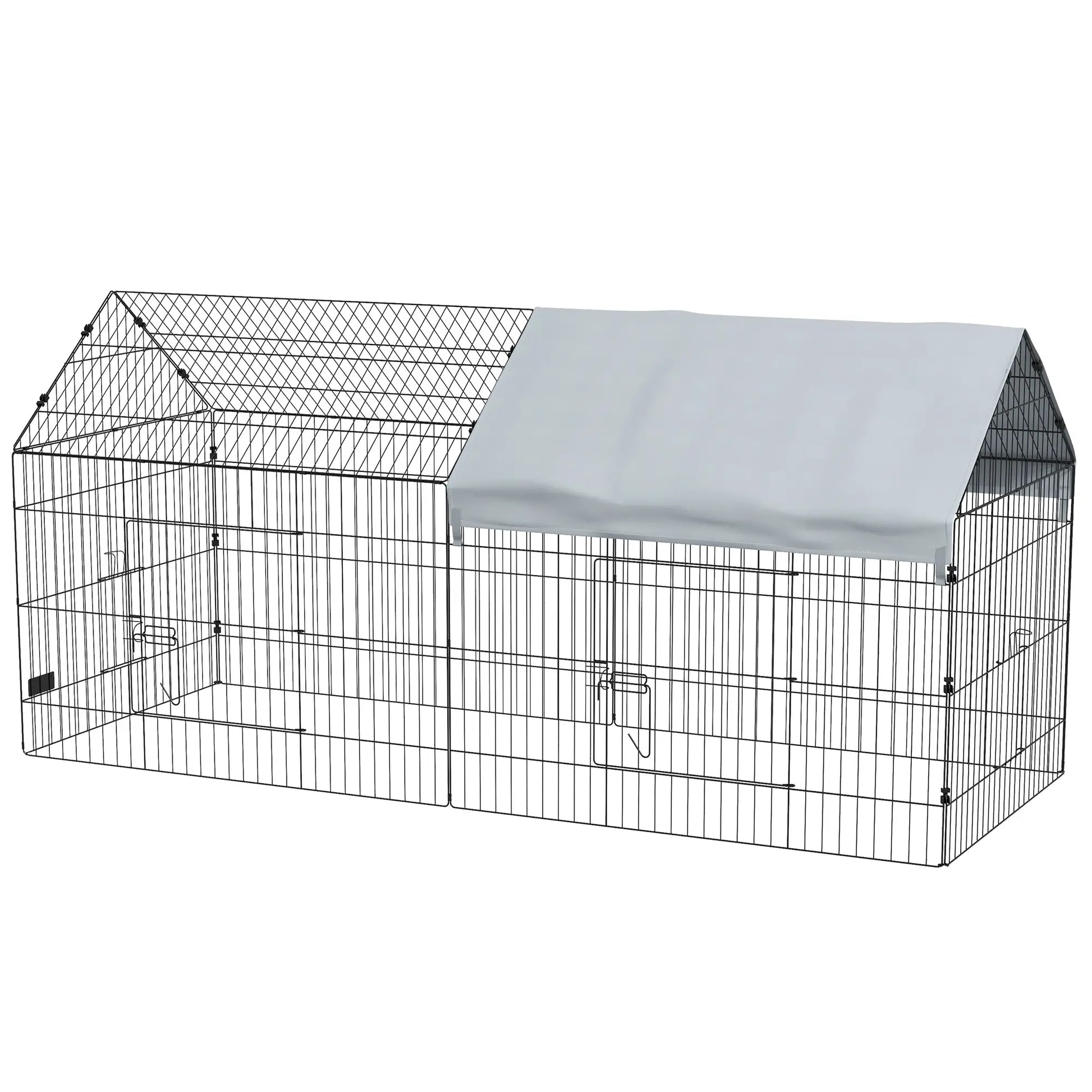 87" Small Animal Cage with Roof, Indoor/Outdoor Use, for Chicken, Rabbits, Chinchillas, Silver Houses & Habitats Silver, Black at Gallery Canada