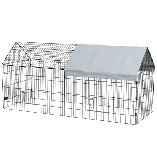 87" Small Animal Cage with Roof, Indoor/Outdoor Use, for Chicken, Rabbits, Chinchillas, Silver Houses & Habitats Silver, Black at Gallery Canada