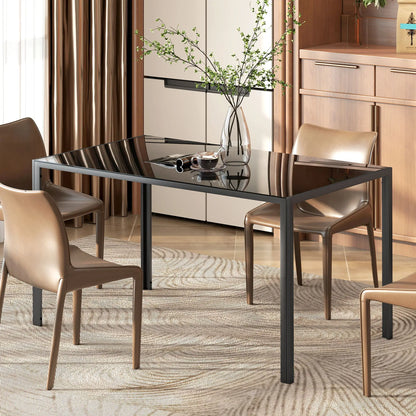 Rectangular Kitchen Table For 4 People, Tempered Glass Tabletop, Black Dining Tables at Gallery Canada