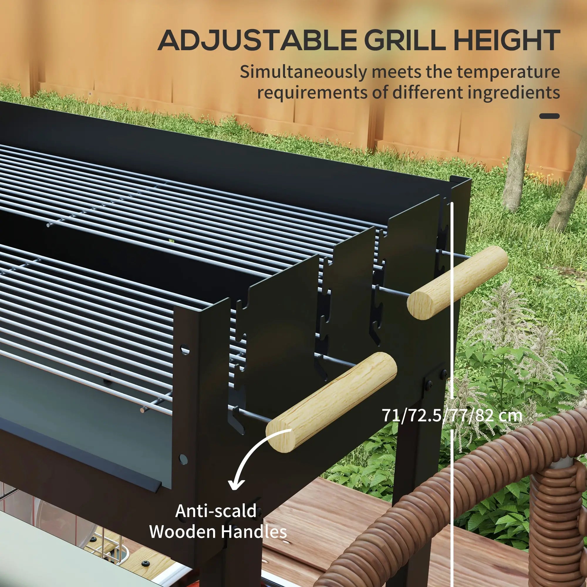 Charcoal Grill, Barbecue Trolley, Double Adjustable Grill, Black Charcoal BBQ Grils at Gallery Canada