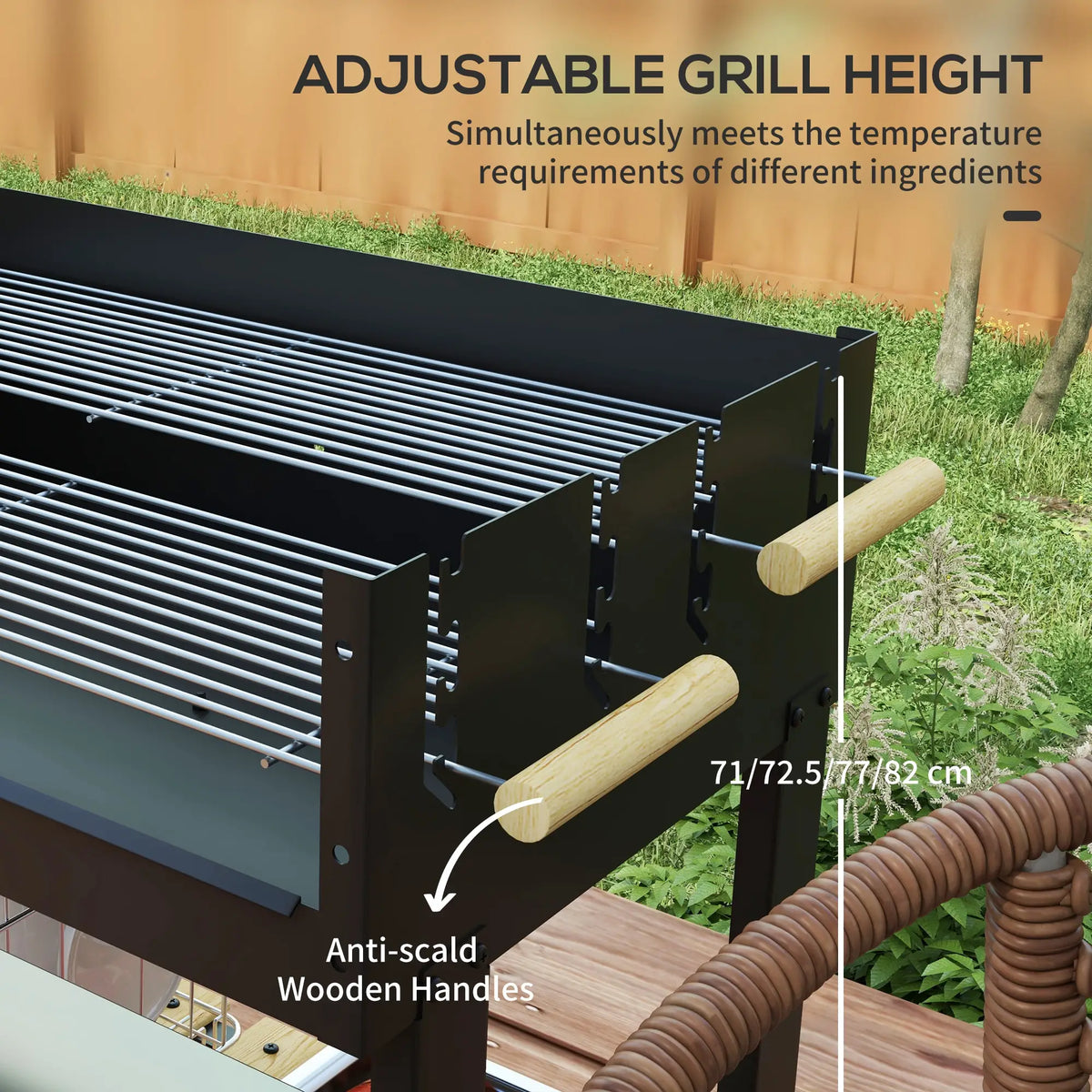 Charcoal Grill, Barbecue Trolley, Double Adjustable Grill, Black Charcoal BBQ Grils at Gallery Canada