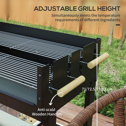 Charcoal Grill, Barbecue Trolley, Double Adjustable Grill, Black Charcoal BBQ Grils at Gallery Canada