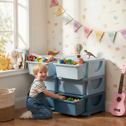 3 Tier Kids Toy Organizer, 6 Plastic Drawers, Blue Baby & Kids Storage at Gallery Canada