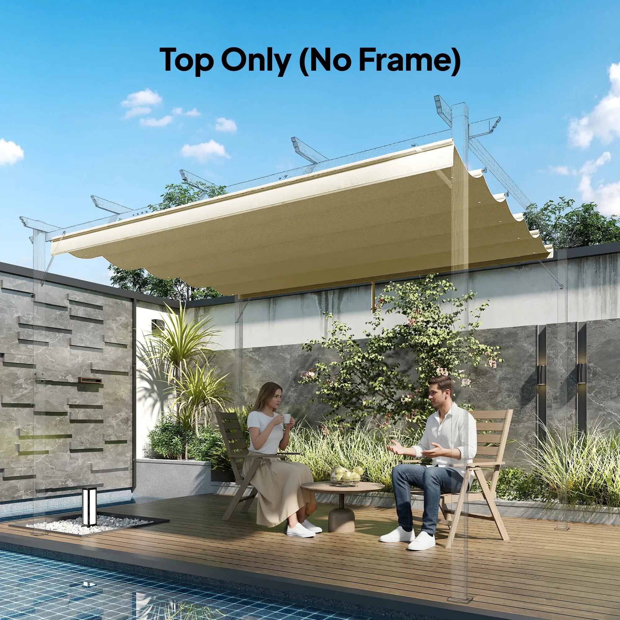 Retractable Pergola Canopy Cover, 10' x 13', Beige Gazebo Canopy Replacement at Gallery Canada