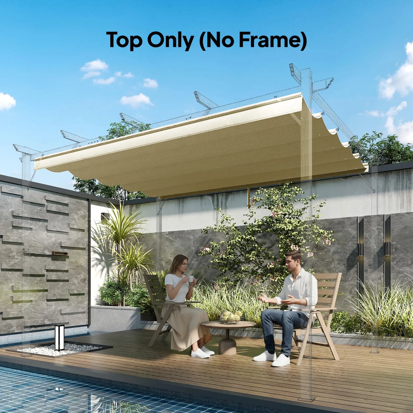 Retractable Pergola Canopy Cover, 10' x 13', Beige Gazebo Canopy Replacement at Gallery Canada