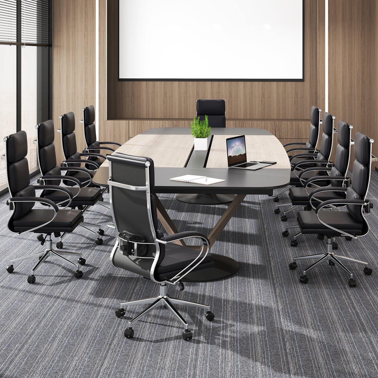 Ergonomic Leather Office Chair with Adjustable Height and Rocking Function, Black Ergonomic Chairs at Gallery Canada