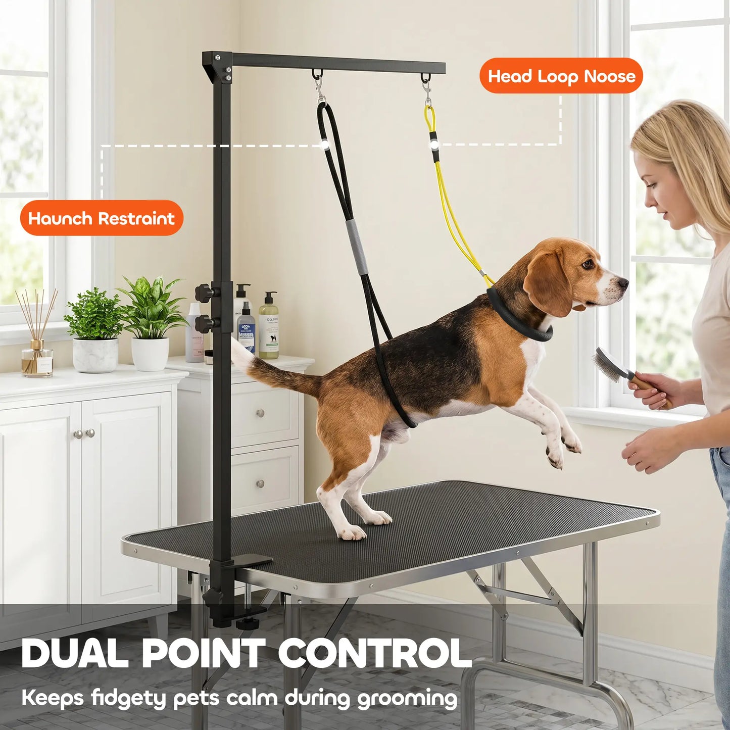 Dog Grooming Arm With Clamp, Adjustable, 18.9"-32.3", Black