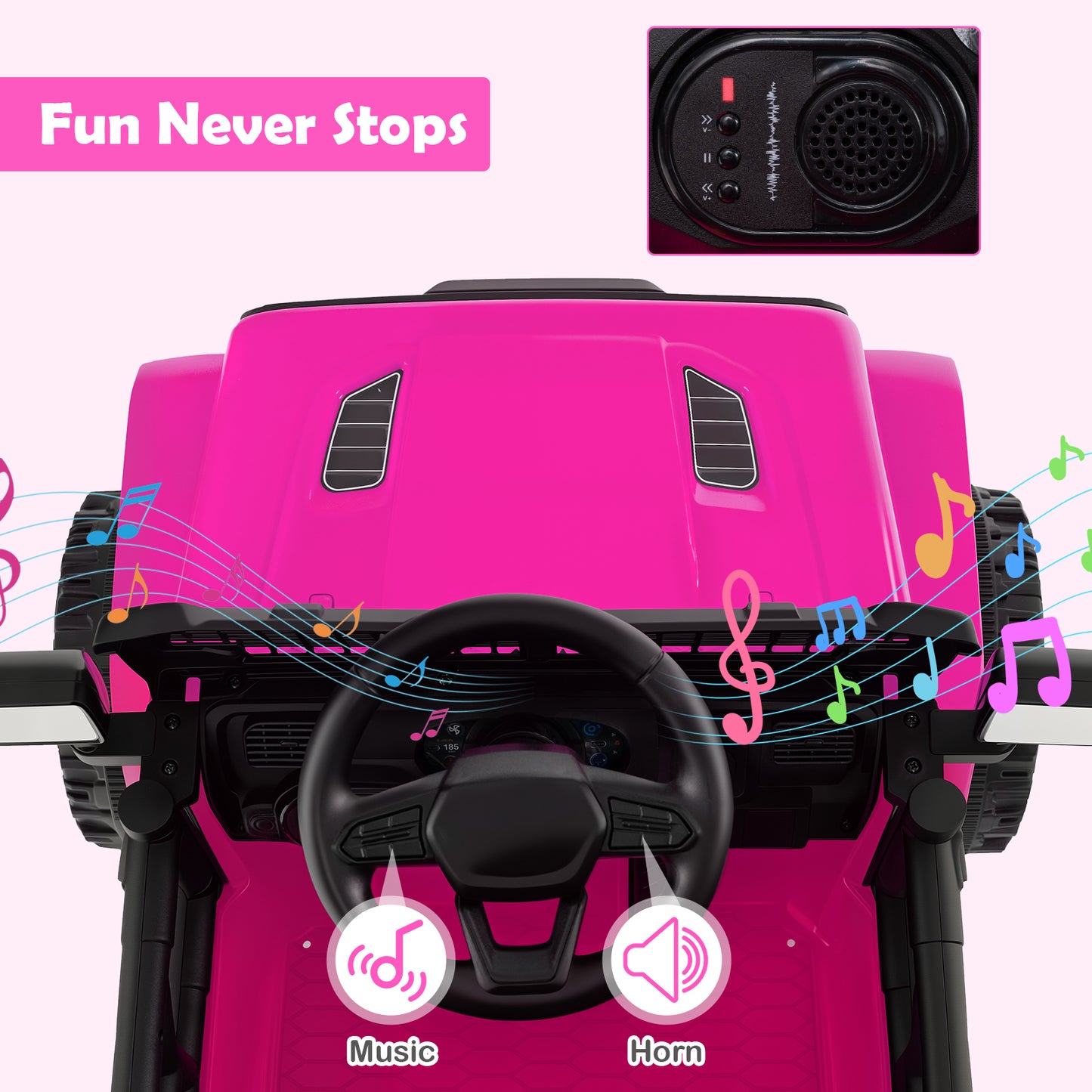 12V Kids Ride on Truck Car Battery Powered Electric Vehicle, Pink Powered Ride On Toys at Gallery Canada