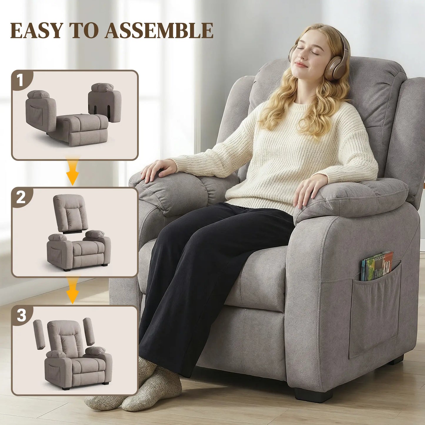Massage Recliner Chair, Power Recliner, 2 Memory Positions, Brown Single Sofas at Gallery Canada