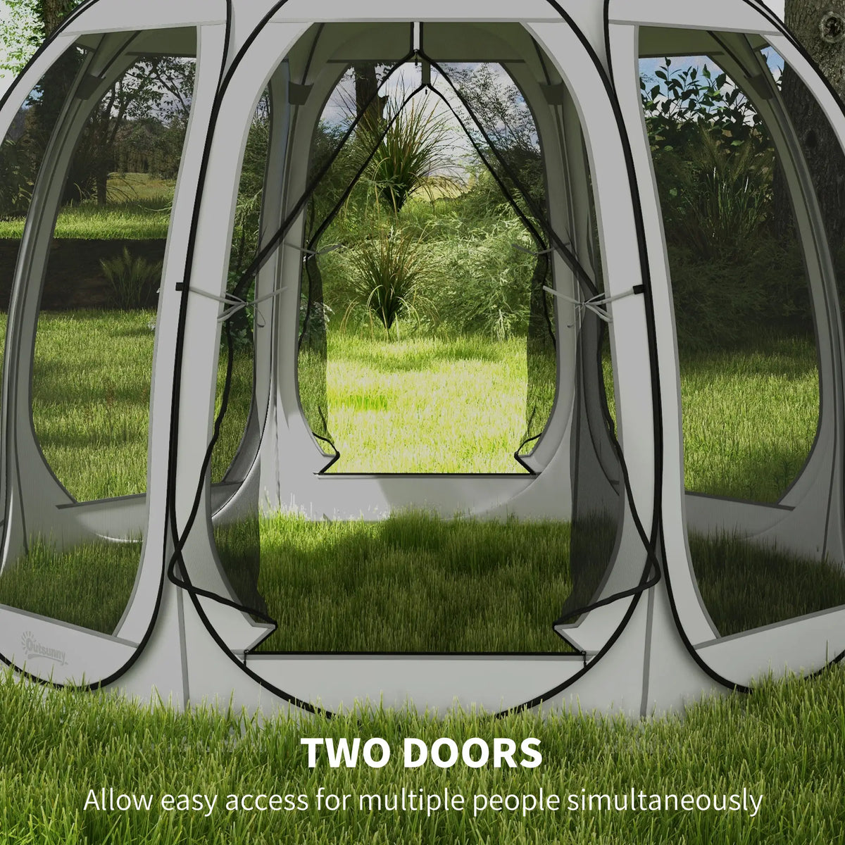 11' x 11.5' Screen Tent, Pop Up Camping Gazebo, Grey Camping Tents at Gallery Canada
