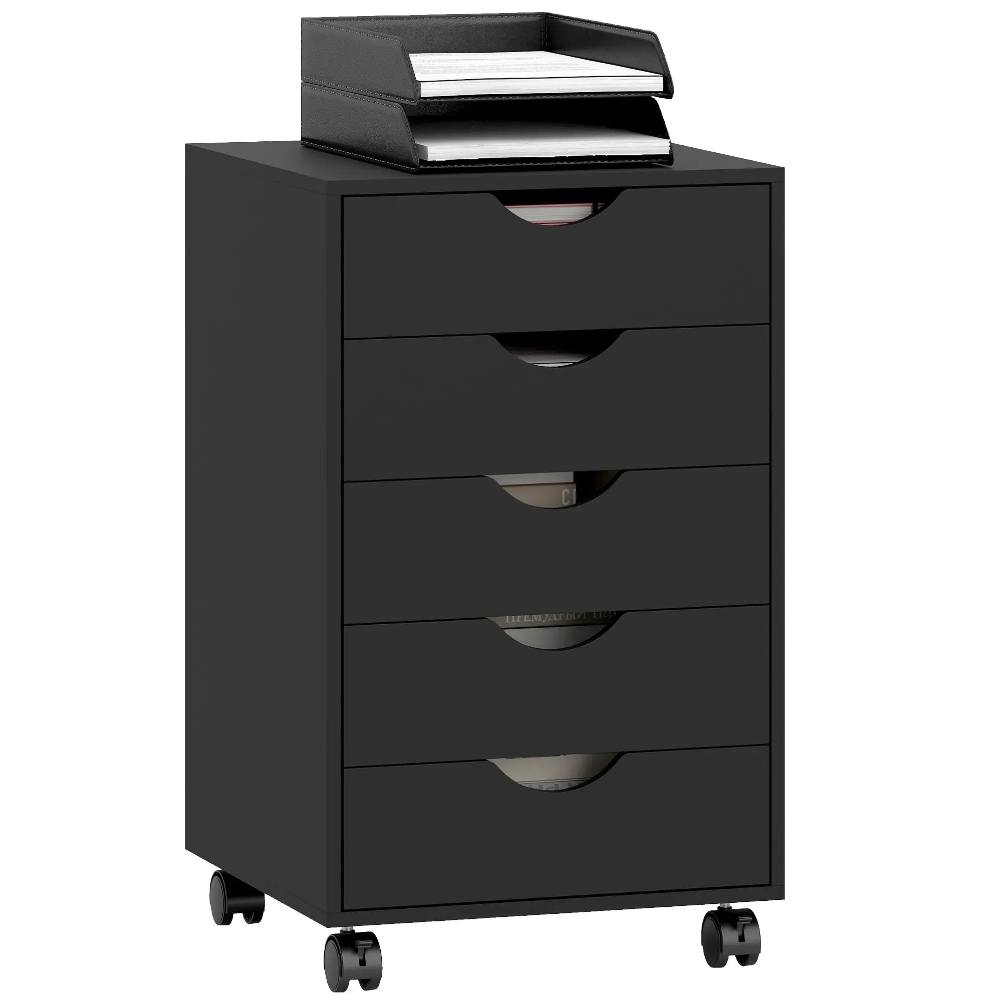 5 Drawer File Cabinet on Wheels, 15.7