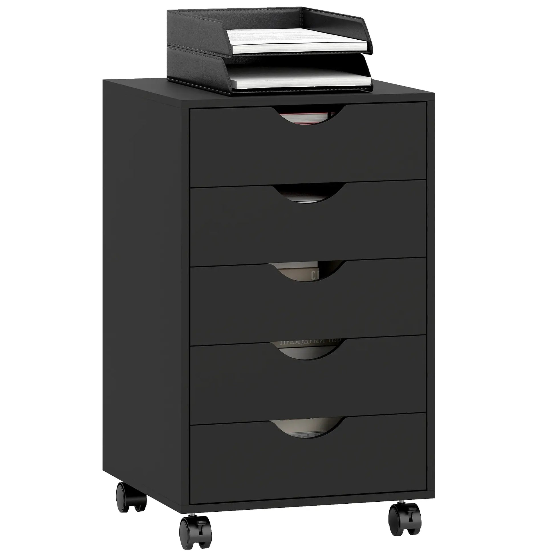 5 Drawer File Cabinet on Wheels, 15.7" x 15.7" x 26.4", Black Office Cabinets & Cupboards at Gallery Canada