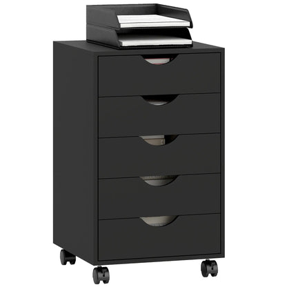 5 Drawer File Cabinet on Wheels, 15.7" x 15.7" x 26.4", Black Office Cabinets & Cupboards at Gallery Canada