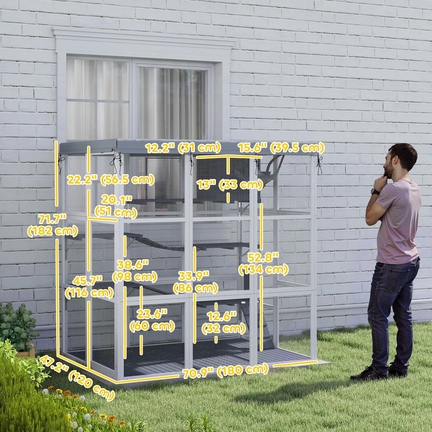 71" Catio Outdoor Cat Enclosure, Weatherproof Tarp, Hammock, Condo, Platforms Outdoor Cat Enclosures at Gallery Canada