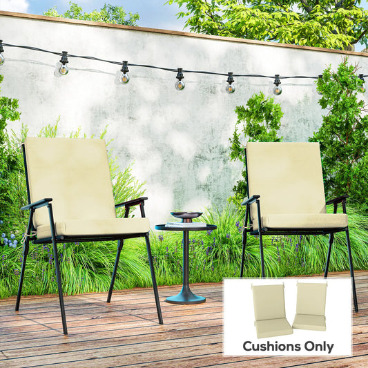 Outdoor Cushions Set of 2, Dining Chair Seat with Back, Fade-Resistant, Beige Patio Chair Cushions Beige at Gallery Canada