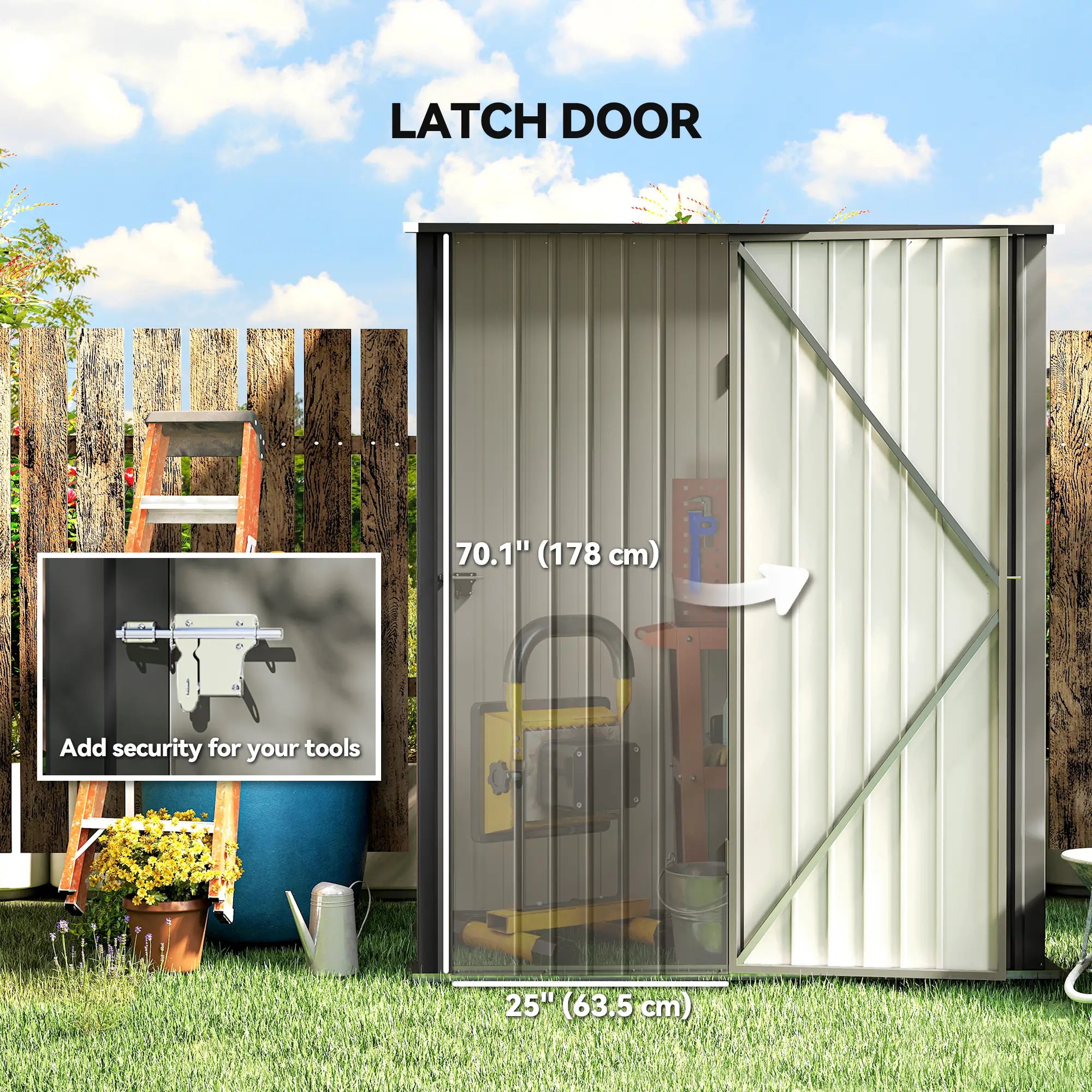 5' x 3' Steel Garden Shed, Outdoor Storage With Lockable Door, Grey Sheds at Gallery Canada